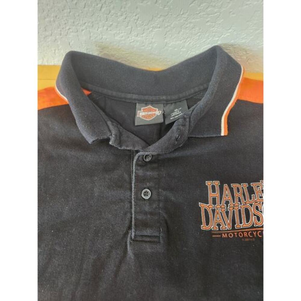 Harley Davidson Yankee Bristol CT Polo Shirt Mens XL Black Orange 2005 - Picture 4 of 7